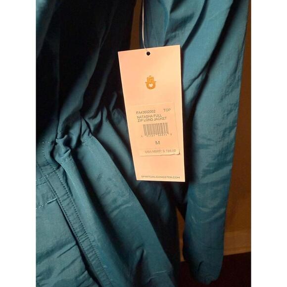 NWT Spiritual Gangster Womens M Teal Blue Natasha Jacket Drawstring Sporty - Picture 6 of 7